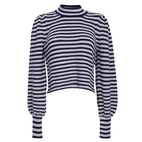Eleven Six Sweaters - Eleven Six Mia Sweater Ivory Navy Stripe Size Medium